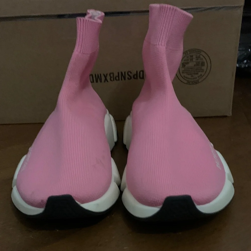 Balenciaga Pink Sock-Style Speed Trainer Sneakers - Picture 3 of 14